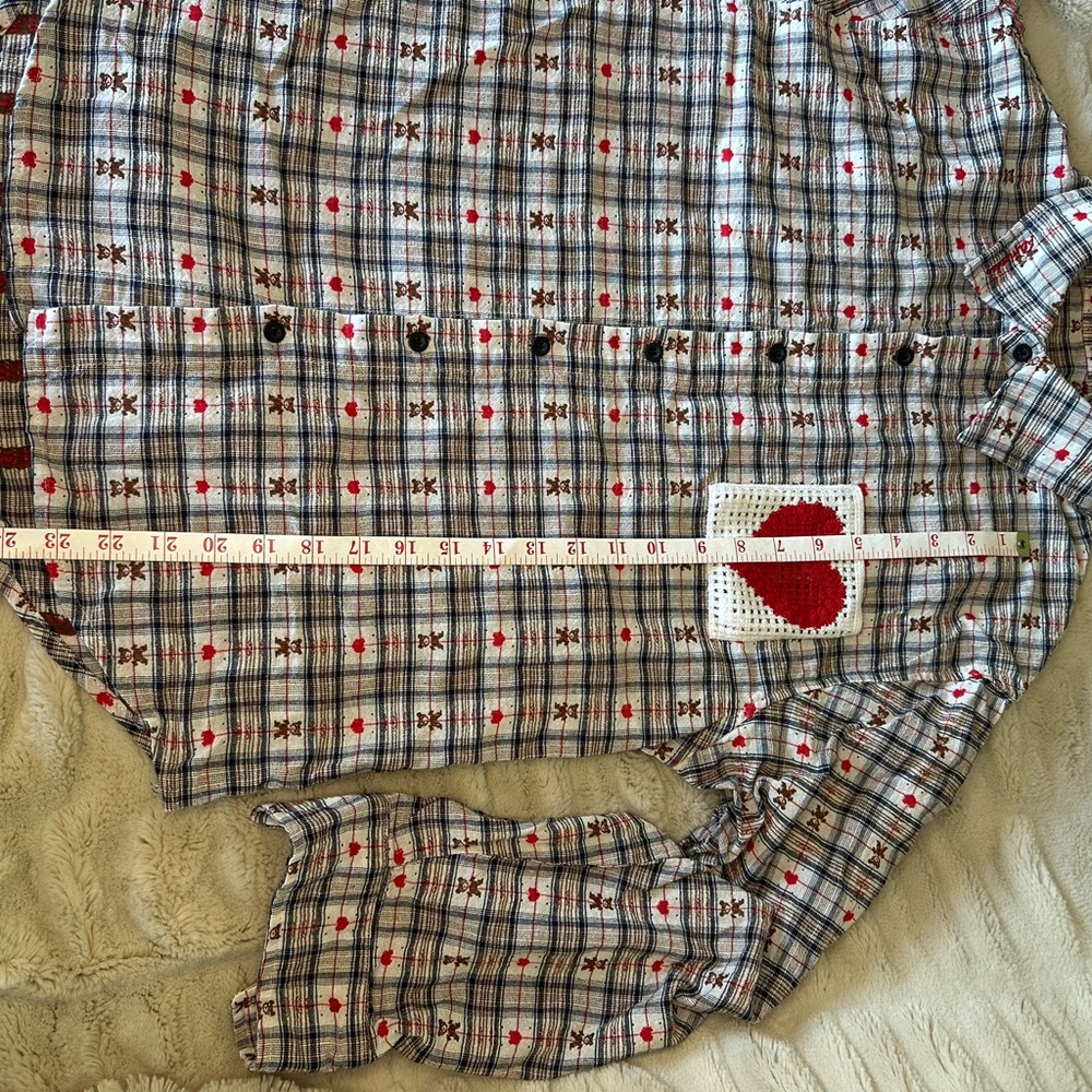 Aelfric Eden crochet heart pocket button down, like new, medium unisex style - Picture 6 of 11